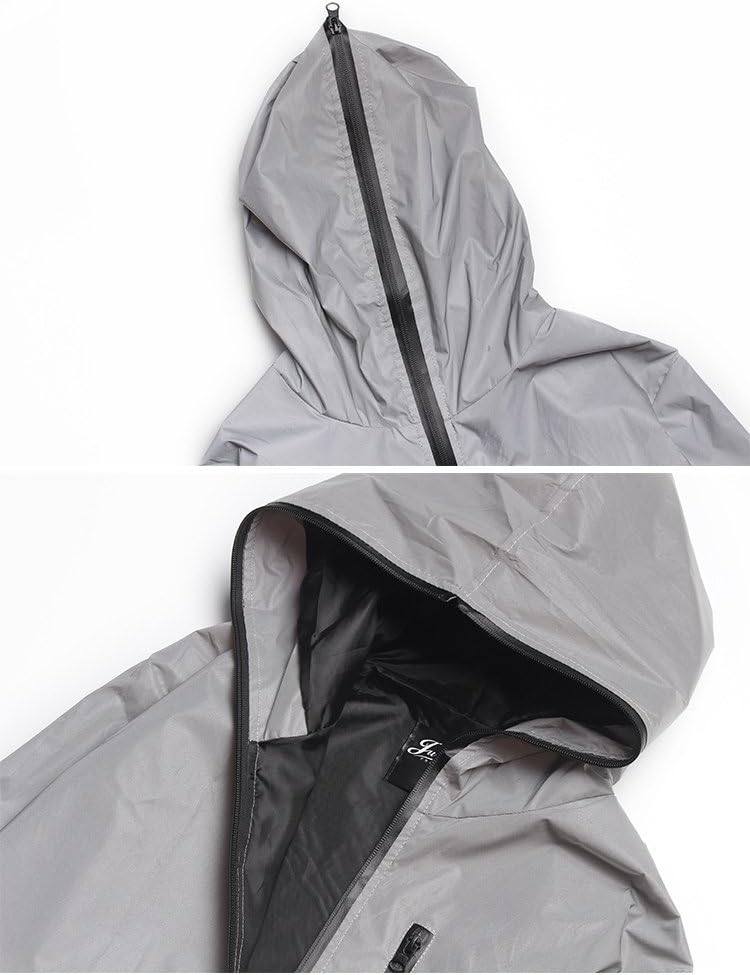 fangfei Reflective Coat Hooded Windbreaker Fashion Runing Pocket Jacket - Image 3